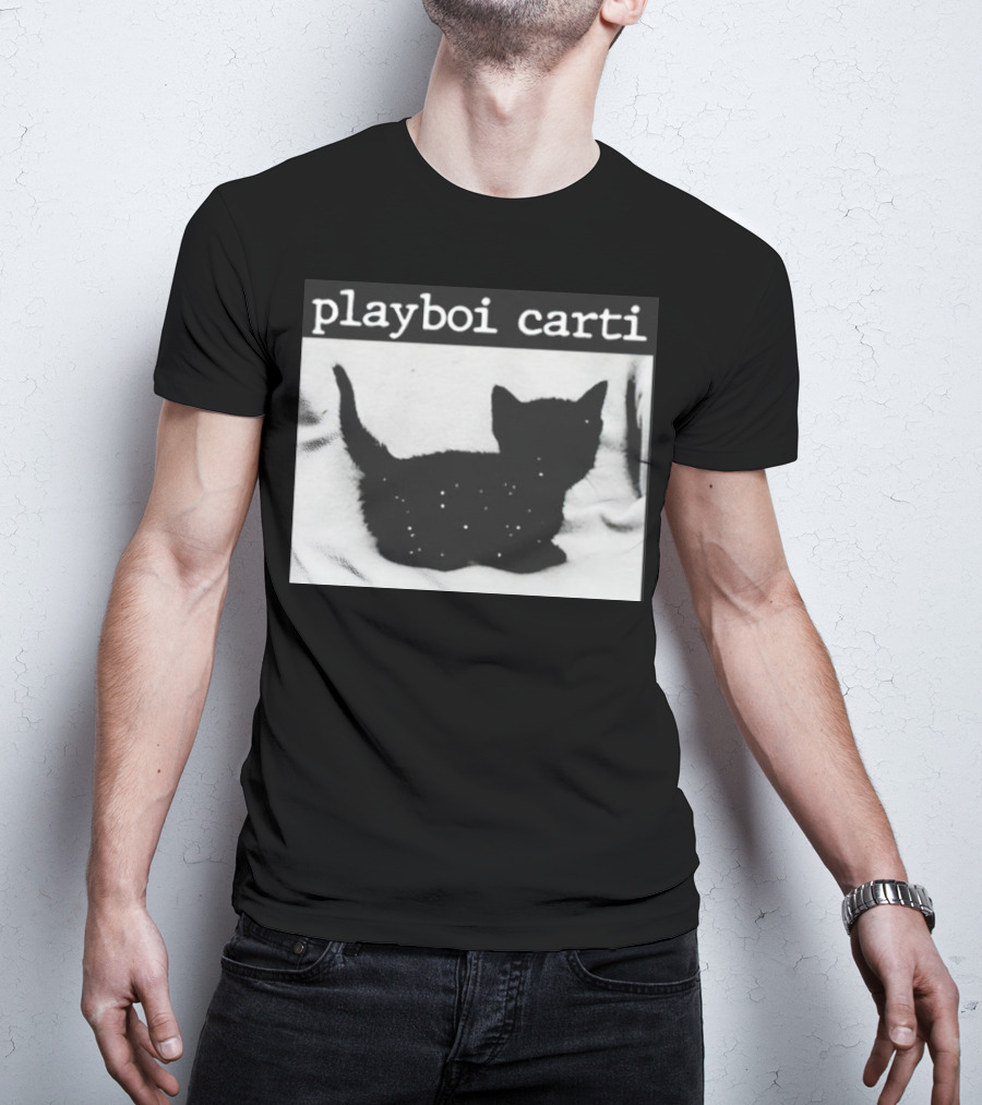 Playboi Carti Starry Black Cat Minimalist Aesthetic T-Shirt
