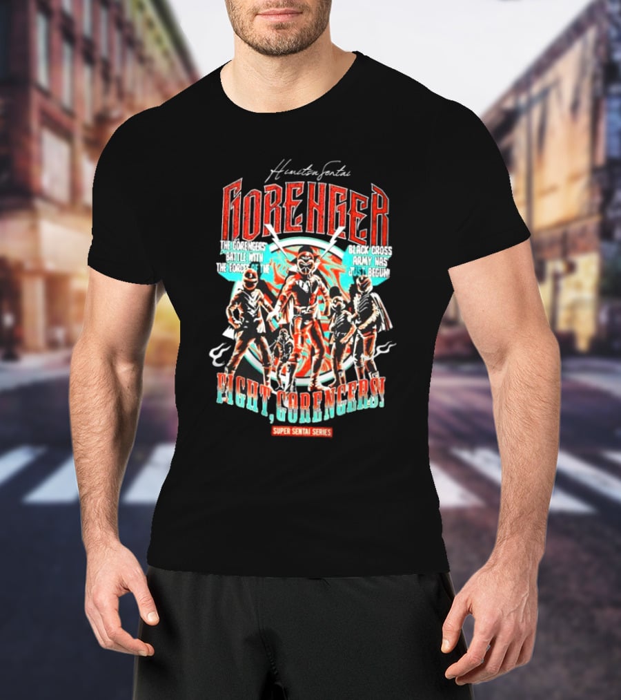 Himitsu Sentai Gorenger Battle Forces Versus Black Cross Army Just Begun Fight Gorengers Super Sentai Series T-Shirt