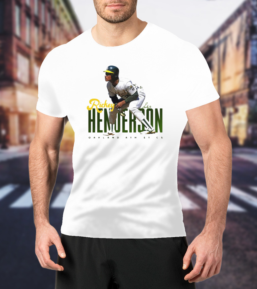 Rickey Henderson Oakland Athletics Vintage Signature T-Shirt