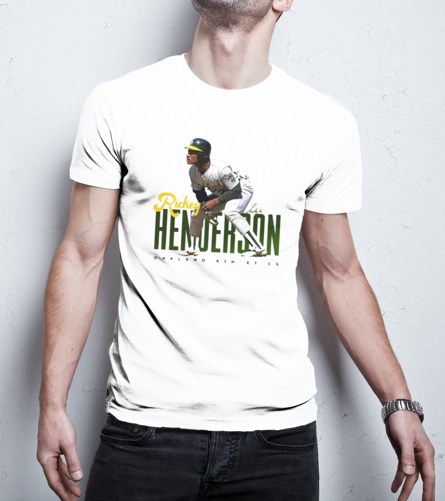 Rickey Henderson Oakland Athletics Vintage Signature T-Shirt