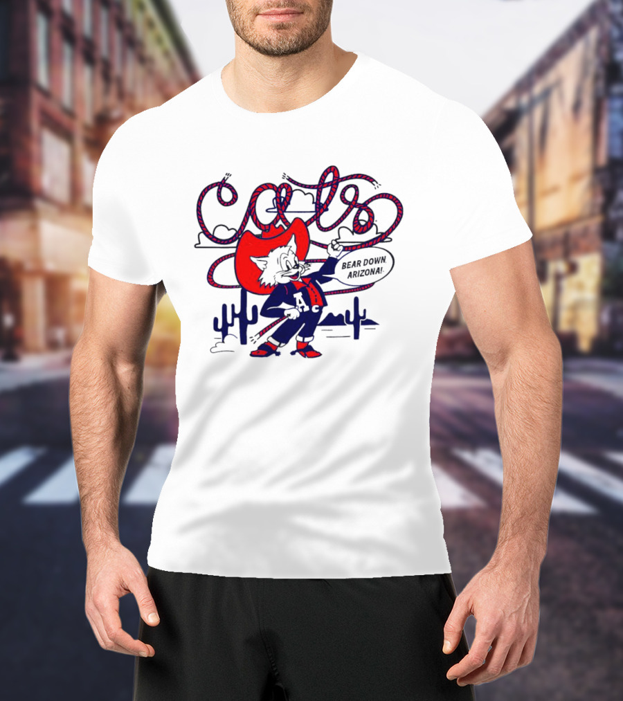 Arizona Cats Bear Down Wild West Lasso Cactus Cowboy T-Shirt