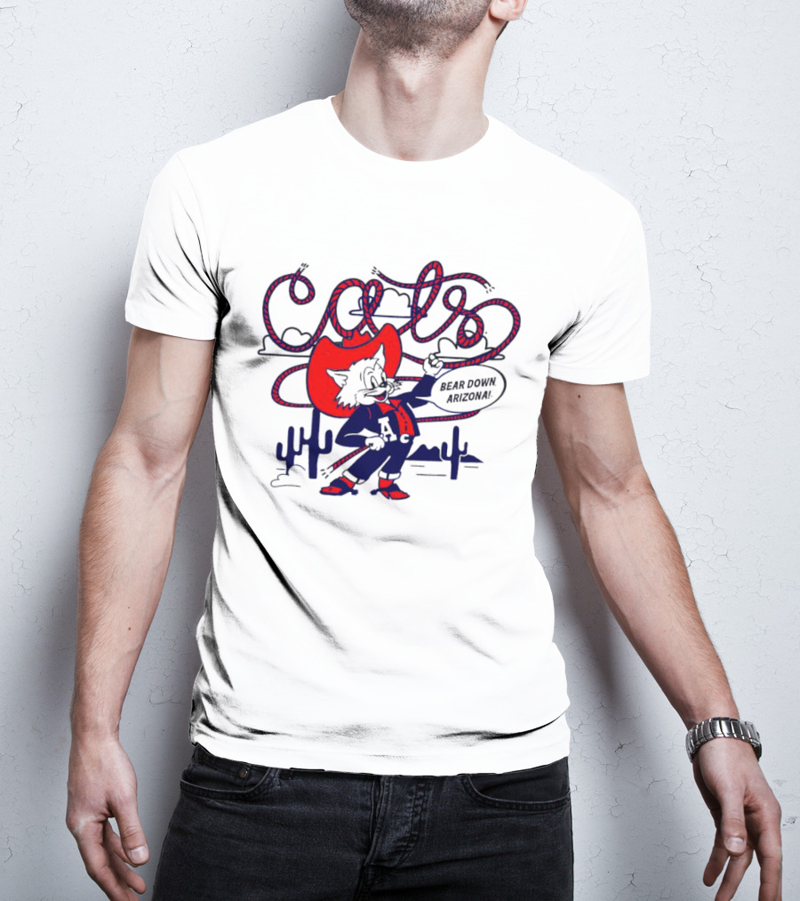 Arizona Cats Bear Down Wild West Lasso Cactus Cowboy T-Shirt