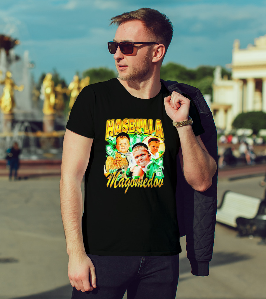 Hasbulla Magomedov Money Collage With Belt And Face Expressions T-Shirt