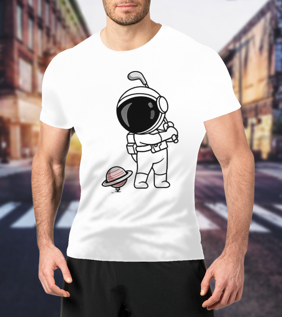 Hip Hop Astronaut Playing Golf With Saturn Chibi T-Shirt