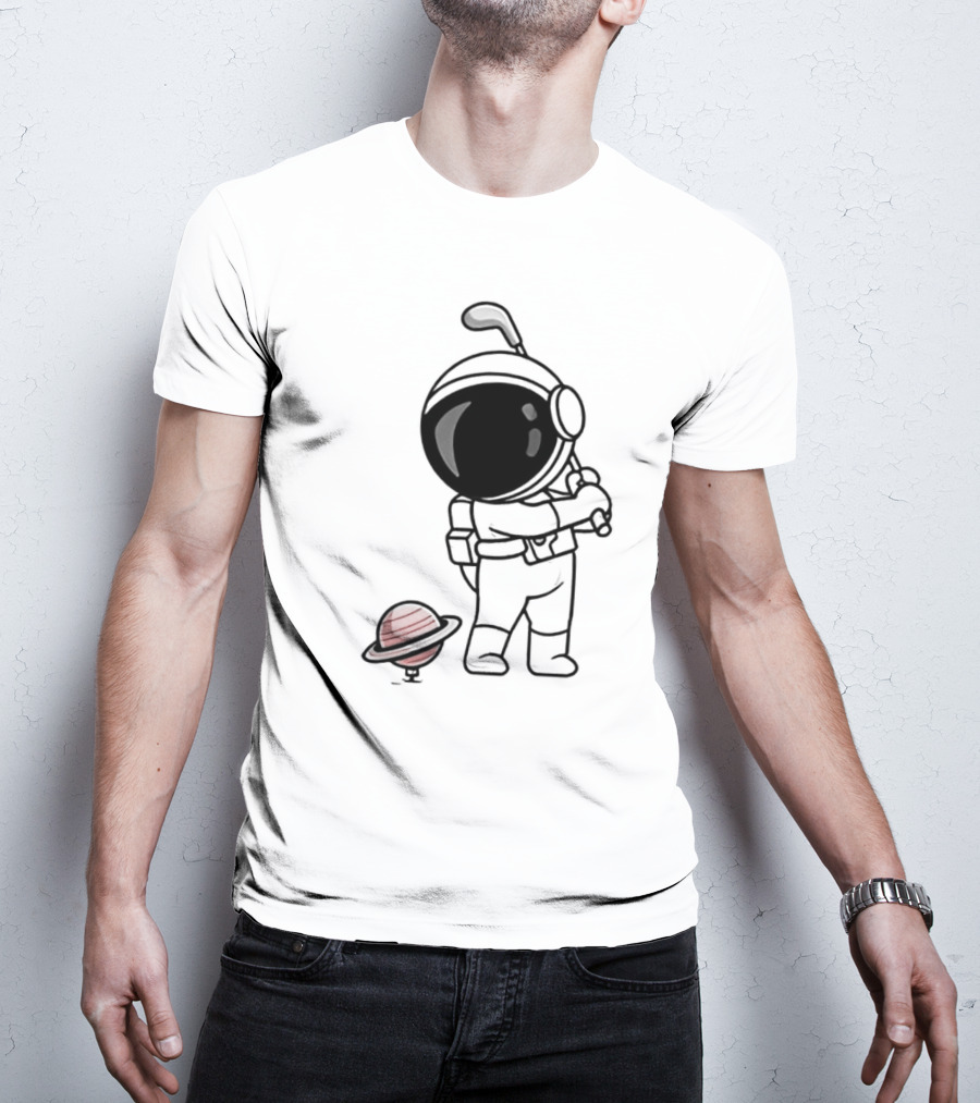 Hip Hop Astronaut Playing Golf With Saturn Chibi T-Shirt