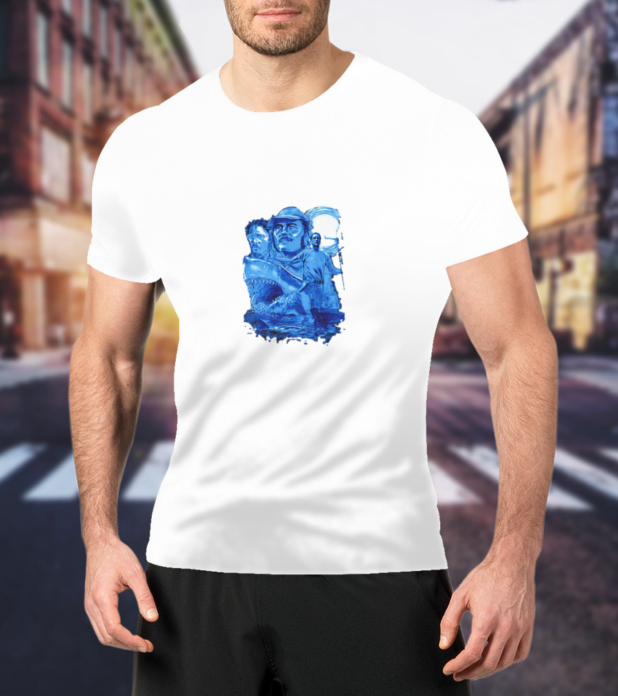 Jaws Bigger Boat Movie Characters And Shark Scene T-Shirt