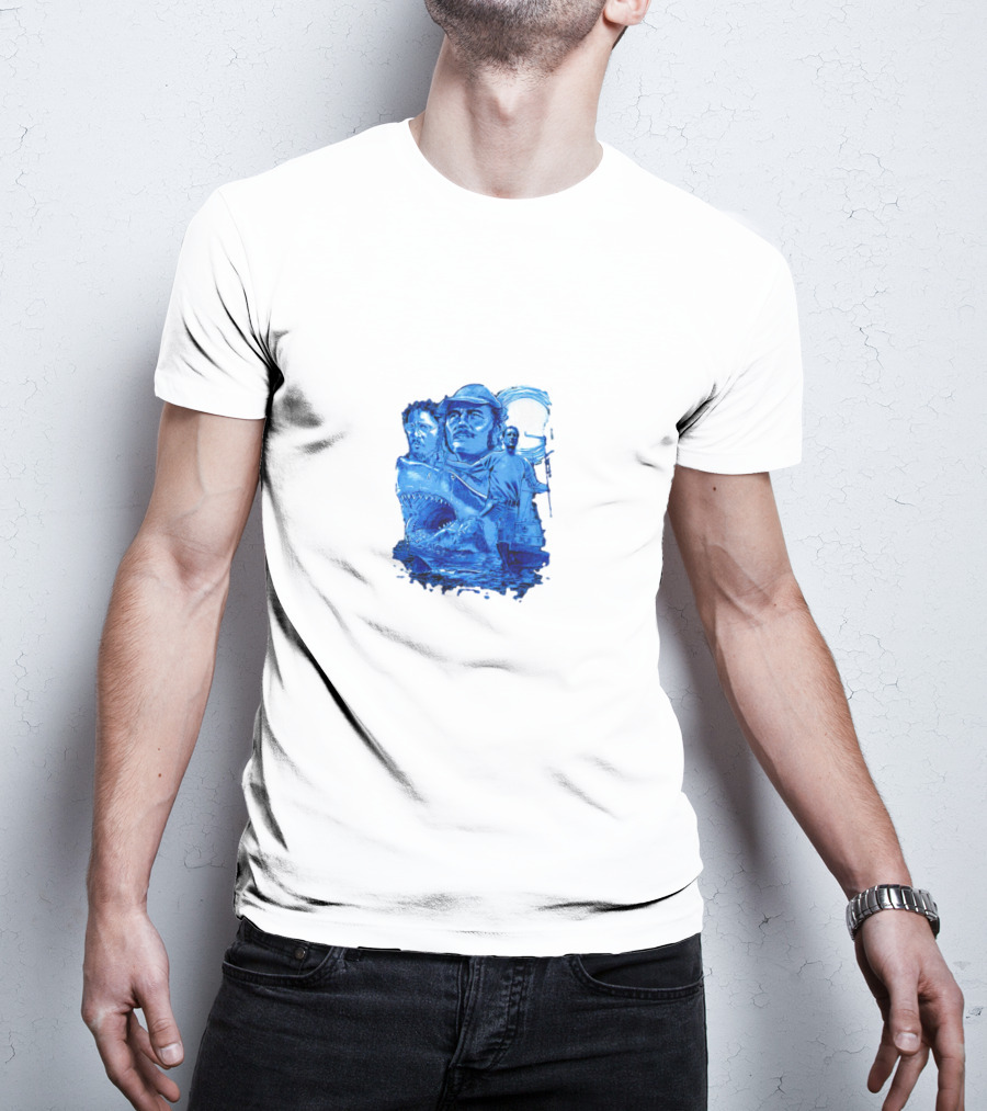 Jaws Bigger Boat Movie Characters And Shark Scene T-Shirt