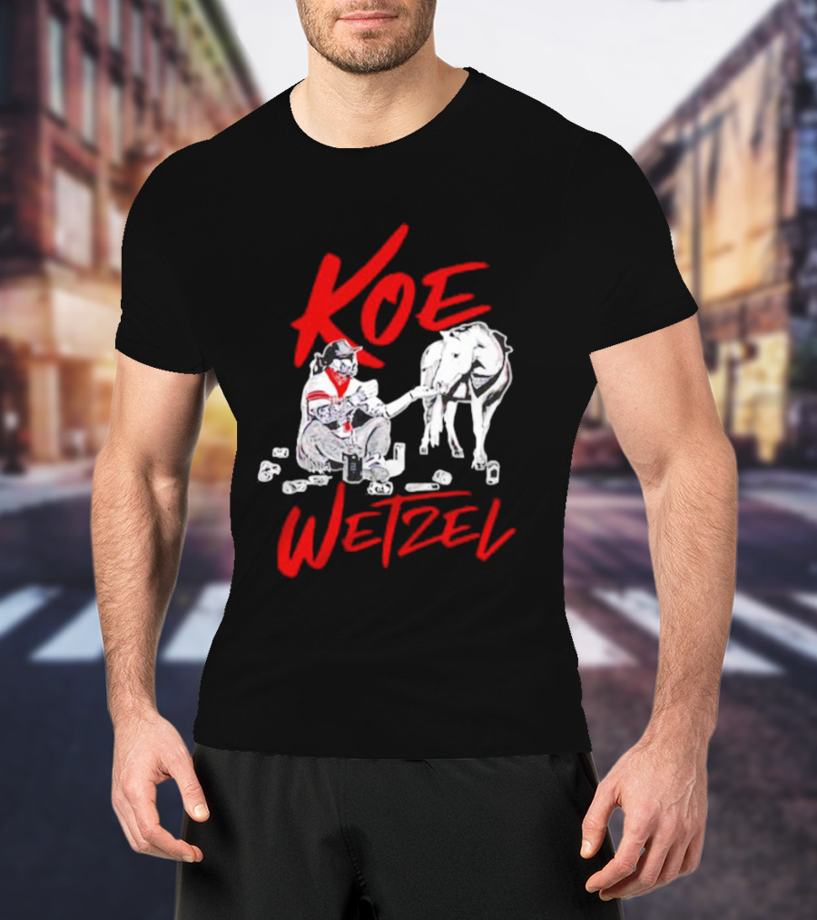 Koe Wetzel Feeding Horse Surrounded By Cans T-Shirt