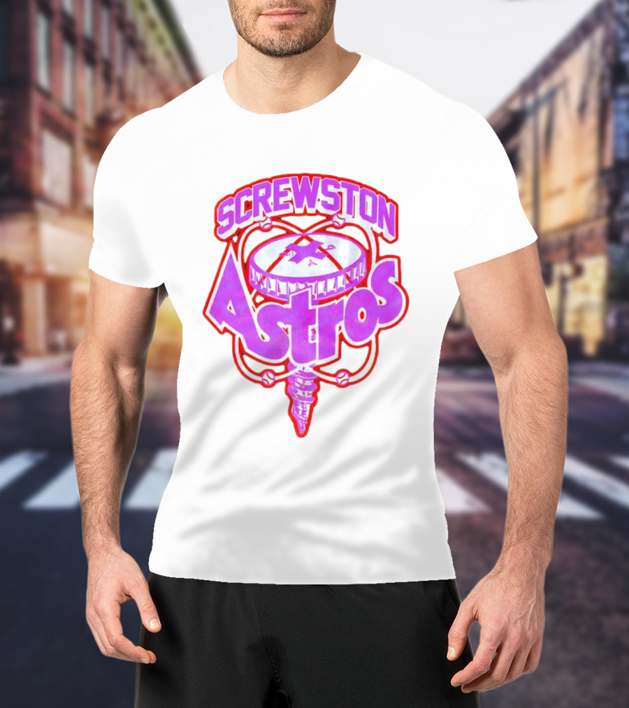 Screwston Astros Purple Neon Baseball Logo Houston Rap Culture T-Shirt