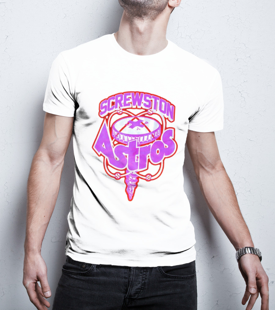 Screwston Astros Purple Neon Baseball Logo Houston Rap Culture T-Shirt