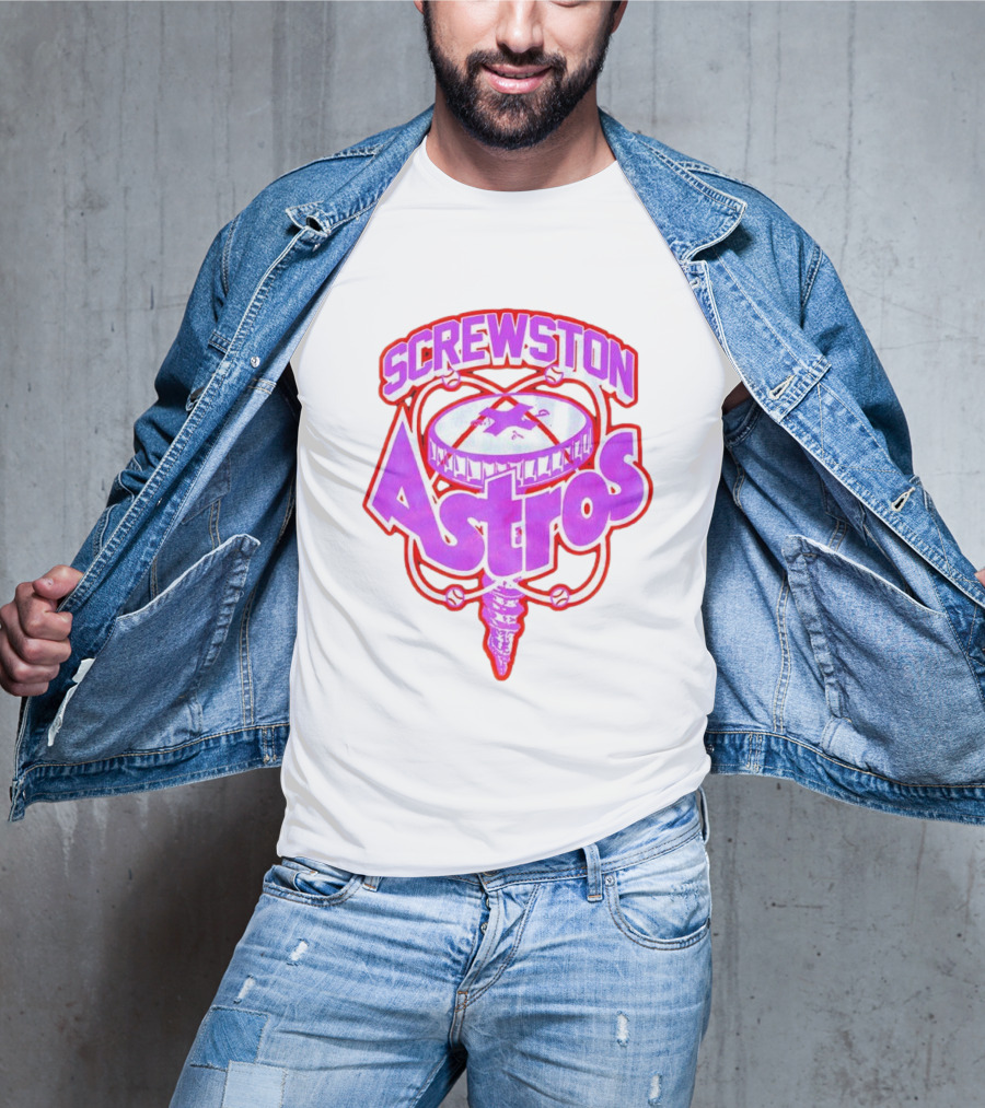 Screwston Astros Purple Neon Baseball Logo Houston Rap Culture T-Shirt