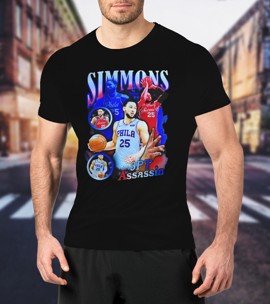 Simmons 3 Pt Assassin Philadelphia 25 Basketball Player T-Shirt