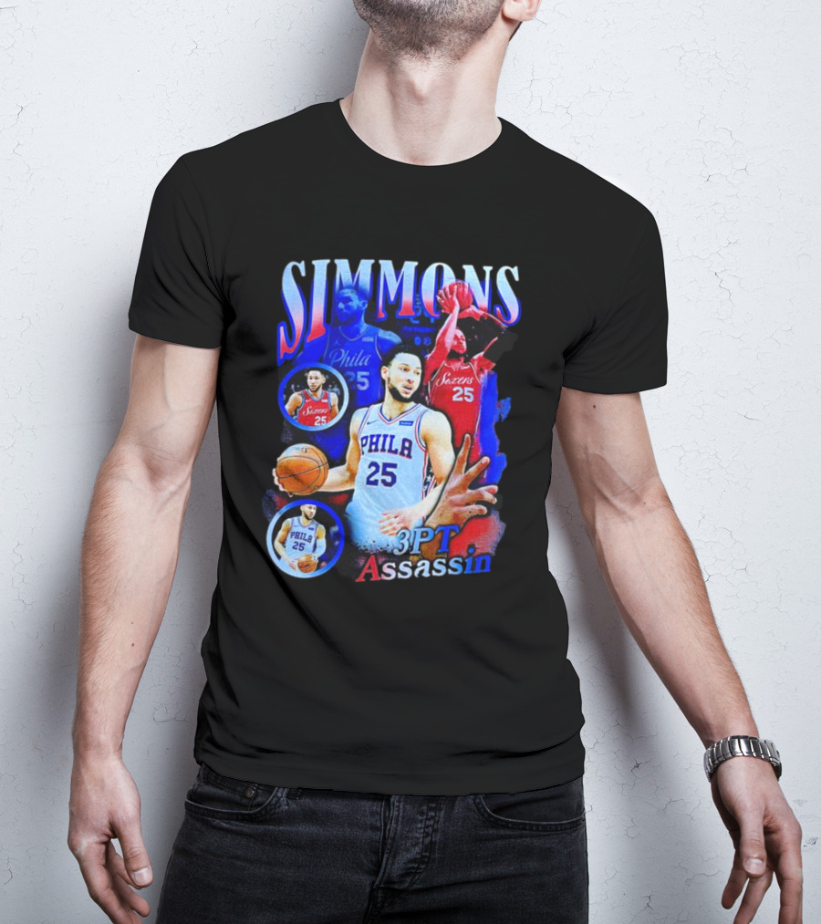 Simmons 3 Pt Assassin Philadelphia 25 Basketball Player T-Shirt