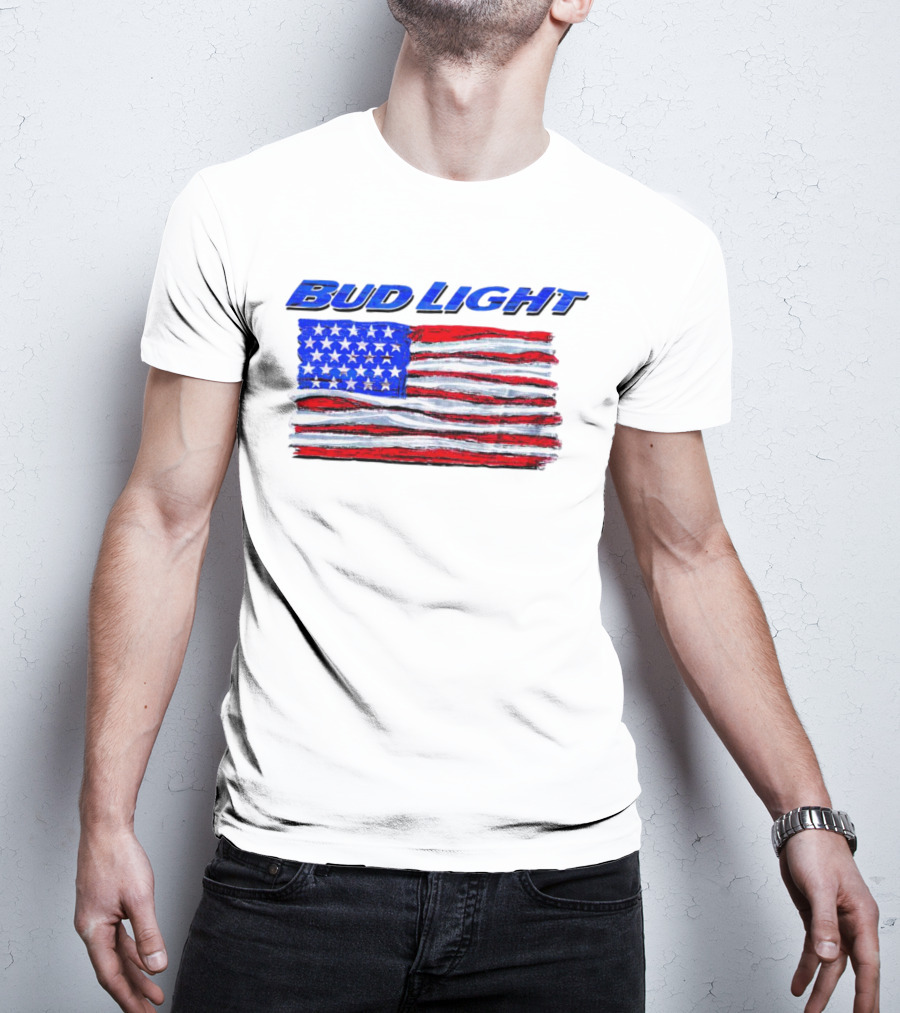 Bud Light American Flag Stars And Stripes Patriotic T-Shirt