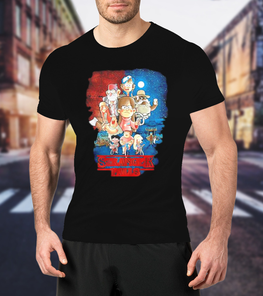 Stranger Falls Gravity Falls Parody Nighttime Adventure Scene T-Shirt