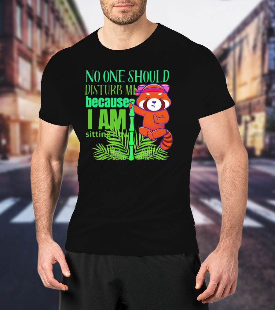 No One Should Disturb Me Because I Am Sitting Now Panda With Bamboo T-Shirt