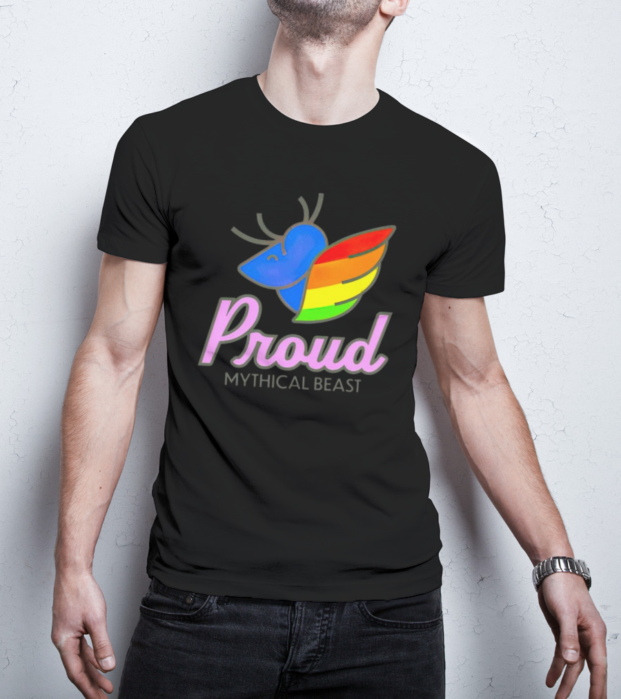 Proud Mythical Beast Rainbow Antler Wing T-Shirt