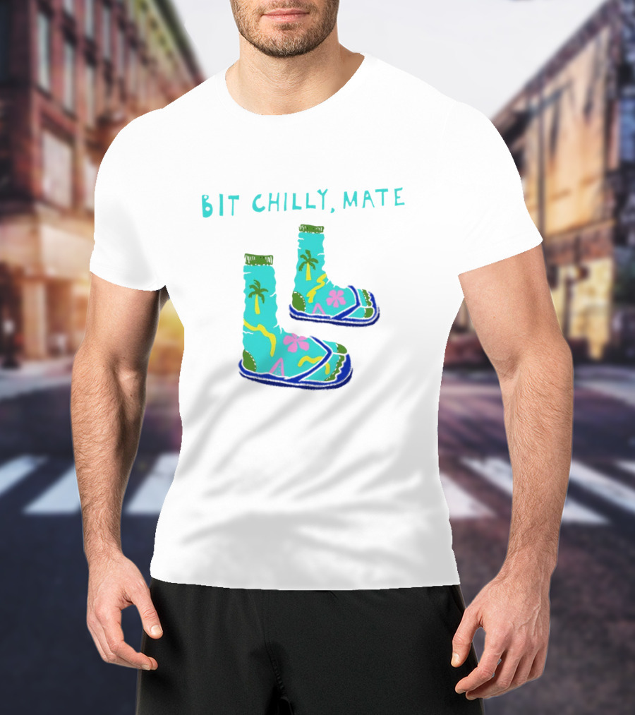 Bit Chilly Mate Tropical Socks And Sandals Combo T-Shirt