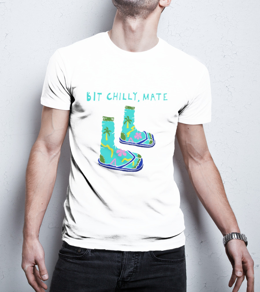 Bit Chilly Mate Tropical Socks And Sandals Combo T-Shirt