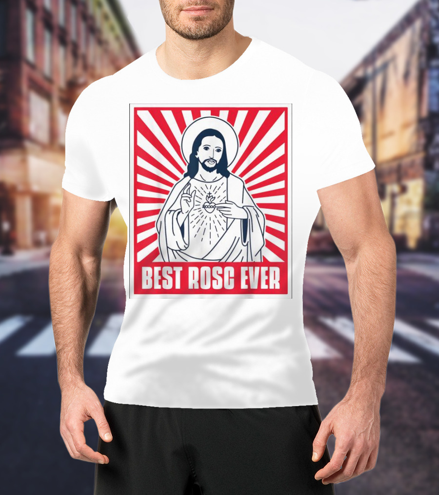 Jesus Best Rosc Ever Iconic Sacred Heart Red Sunburst T-Shirt