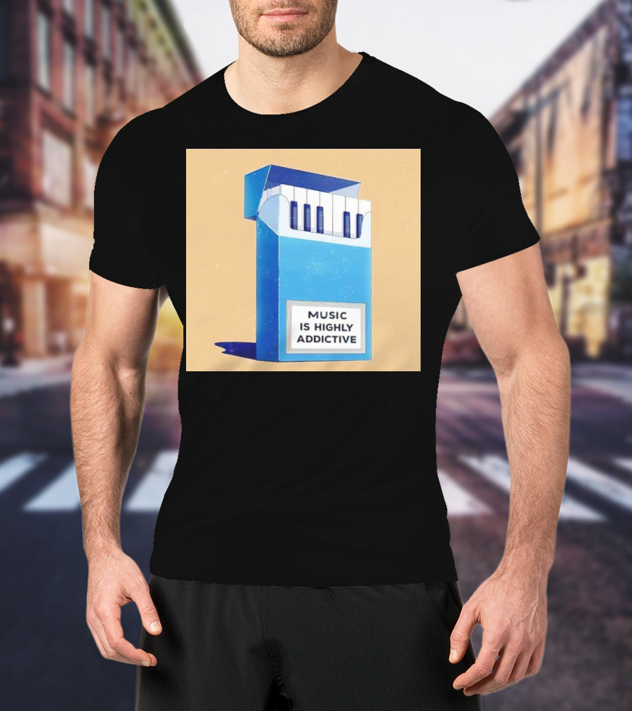 Music Is Highly Addictive Piano Cigarette Pack Visual T-Shirt