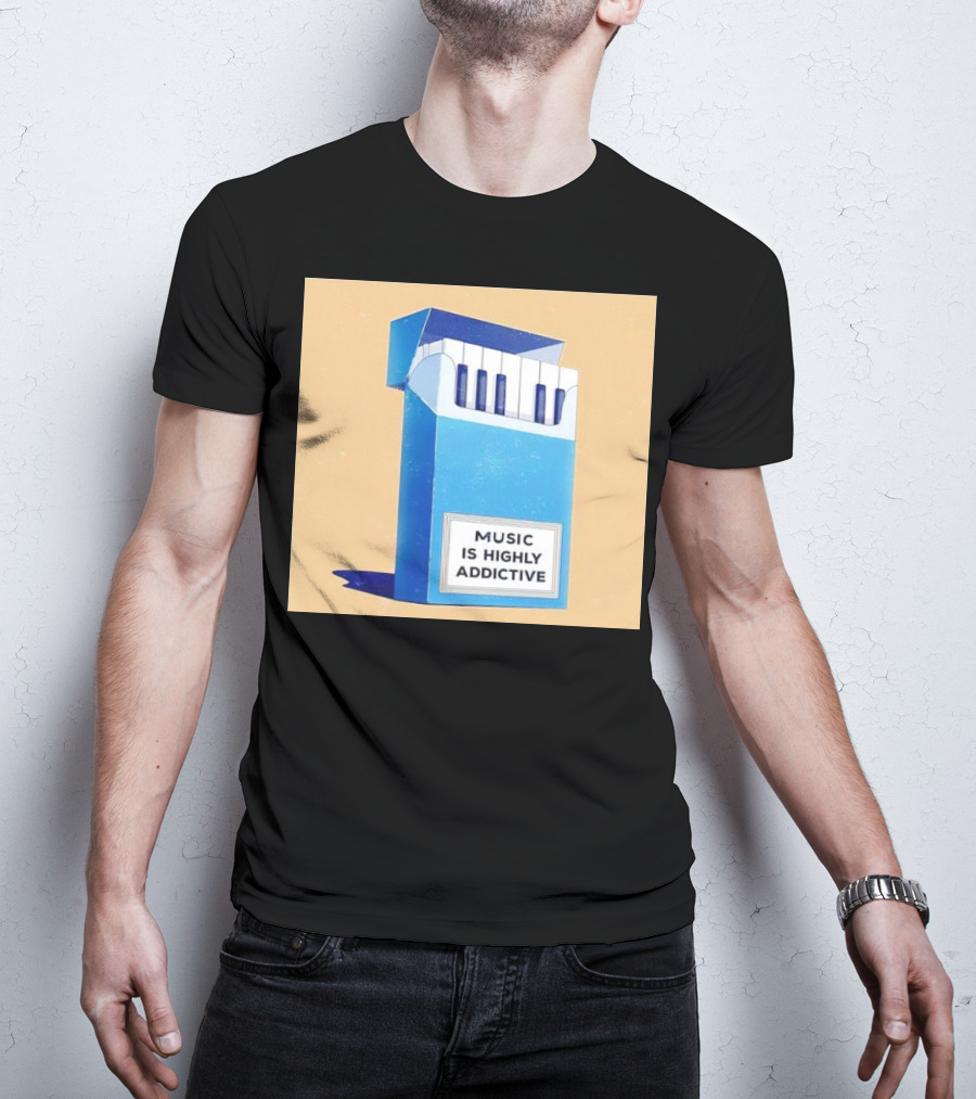 Music Is Highly Addictive Piano Cigarette Pack Visual T-Shirt