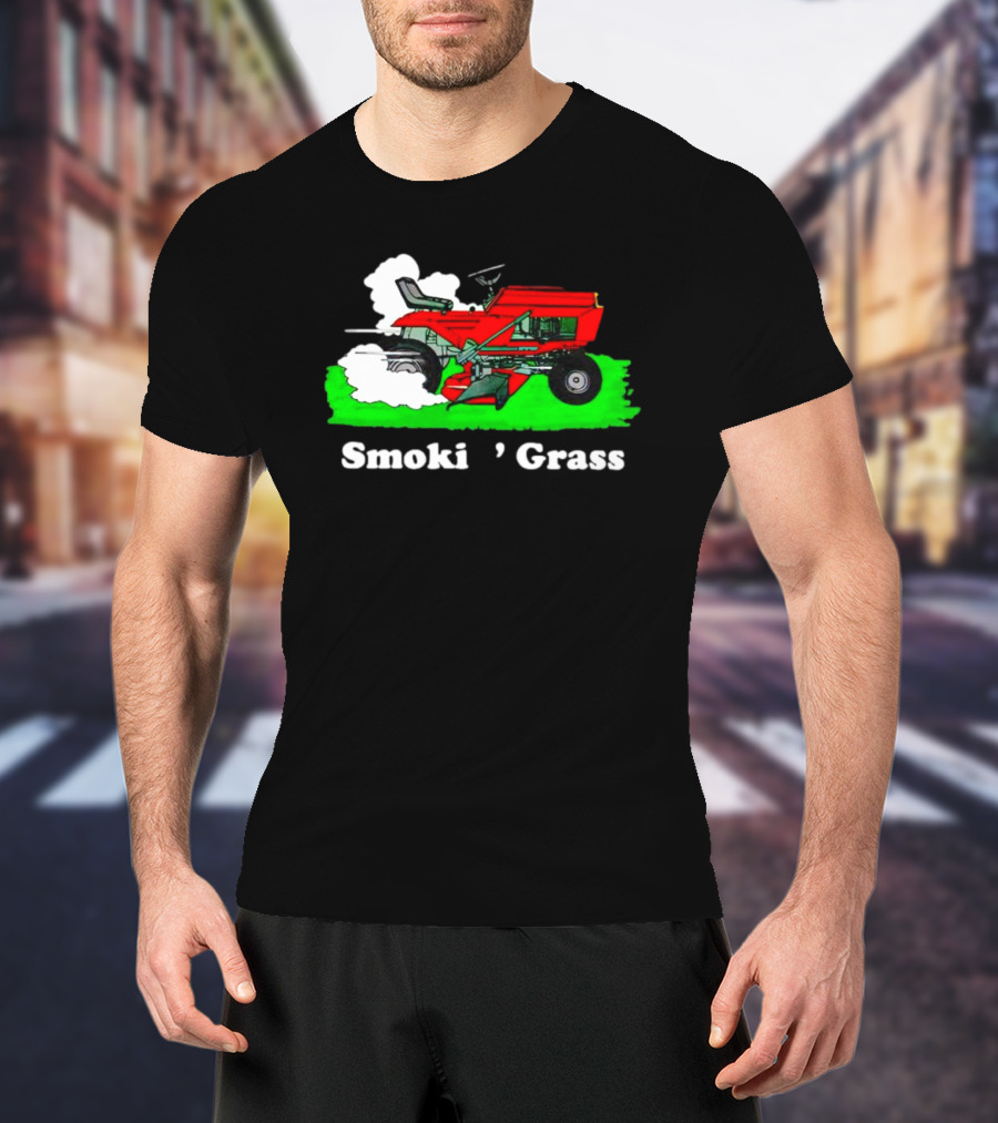 Smokin’ Grass Red Tractor On Green Field T-Shirt