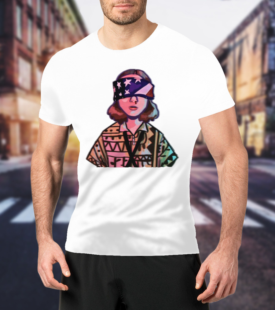 Stranger Things Season 3 Eleven Blindfolded American Flag T-Shirt