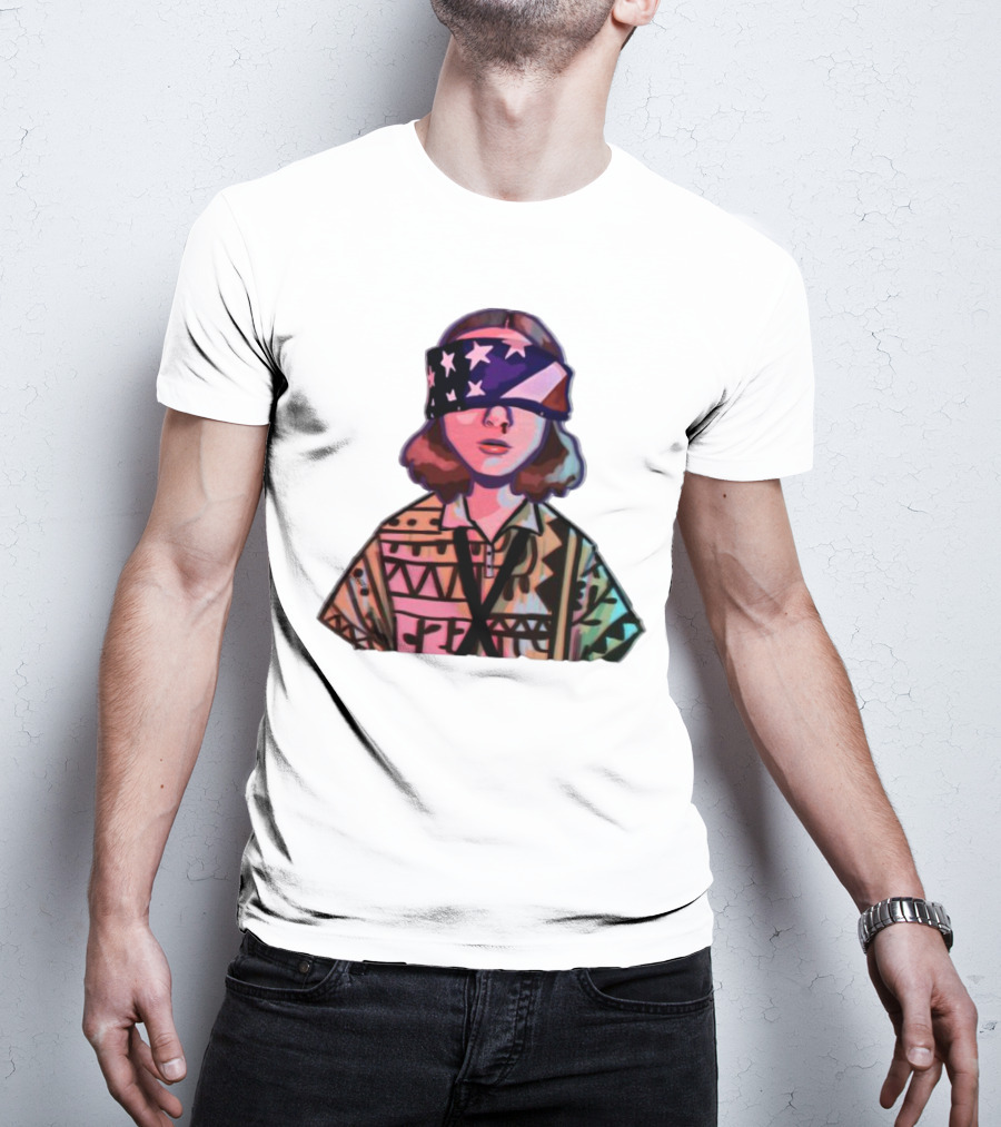 Stranger Things Season 3 Eleven Blindfolded American Flag T-Shirt