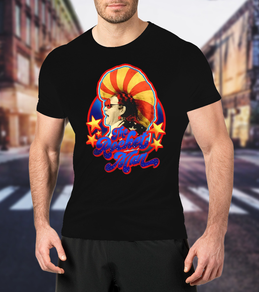 The Rocket Man Retro Stars And Stripes Iconic Sunglasses T-Shirt
