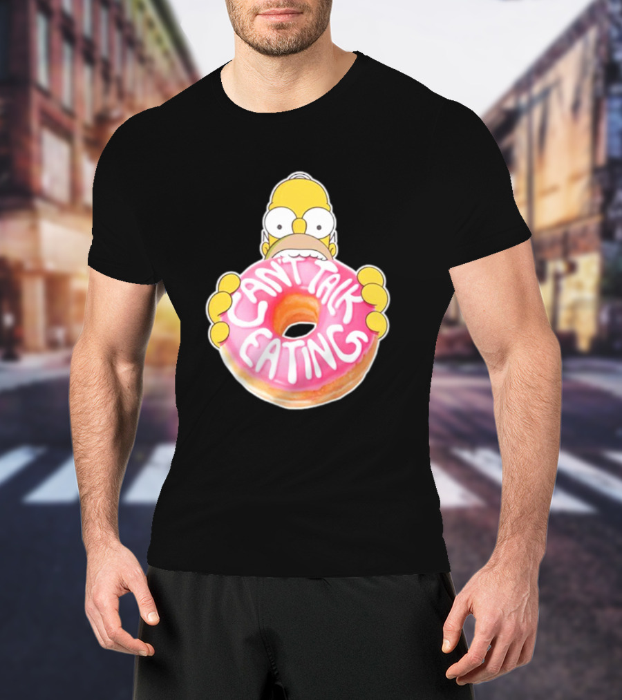 The Simpsons Homer Can't Talk Eating Donut T-Shirt
