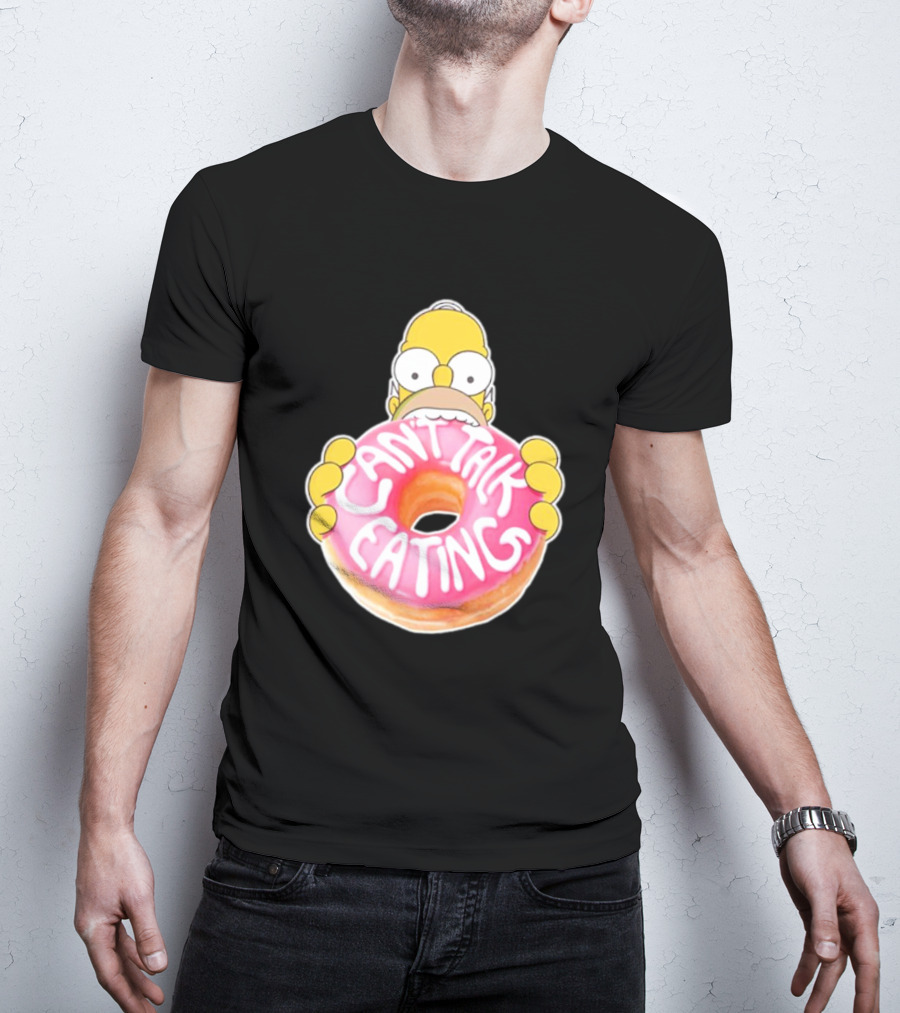 The Simpsons Homer Can't Talk Eating Donut T-Shirt