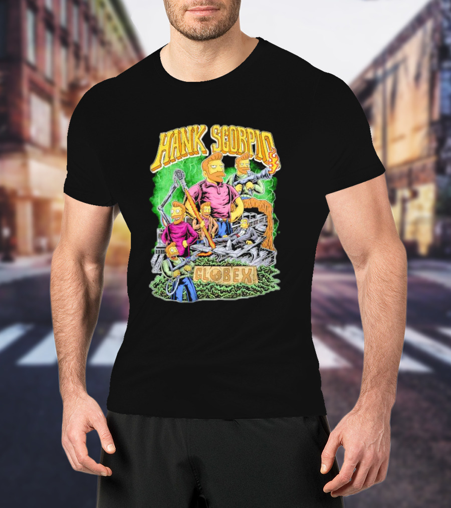 Hank Scorpio Globex Illustrated Character Group Scene T-Shirt