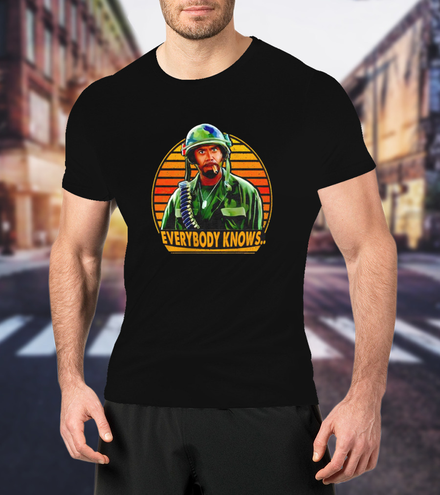 Everybody Knows Army Vintage Soldier Retro Sunset T-Shirt