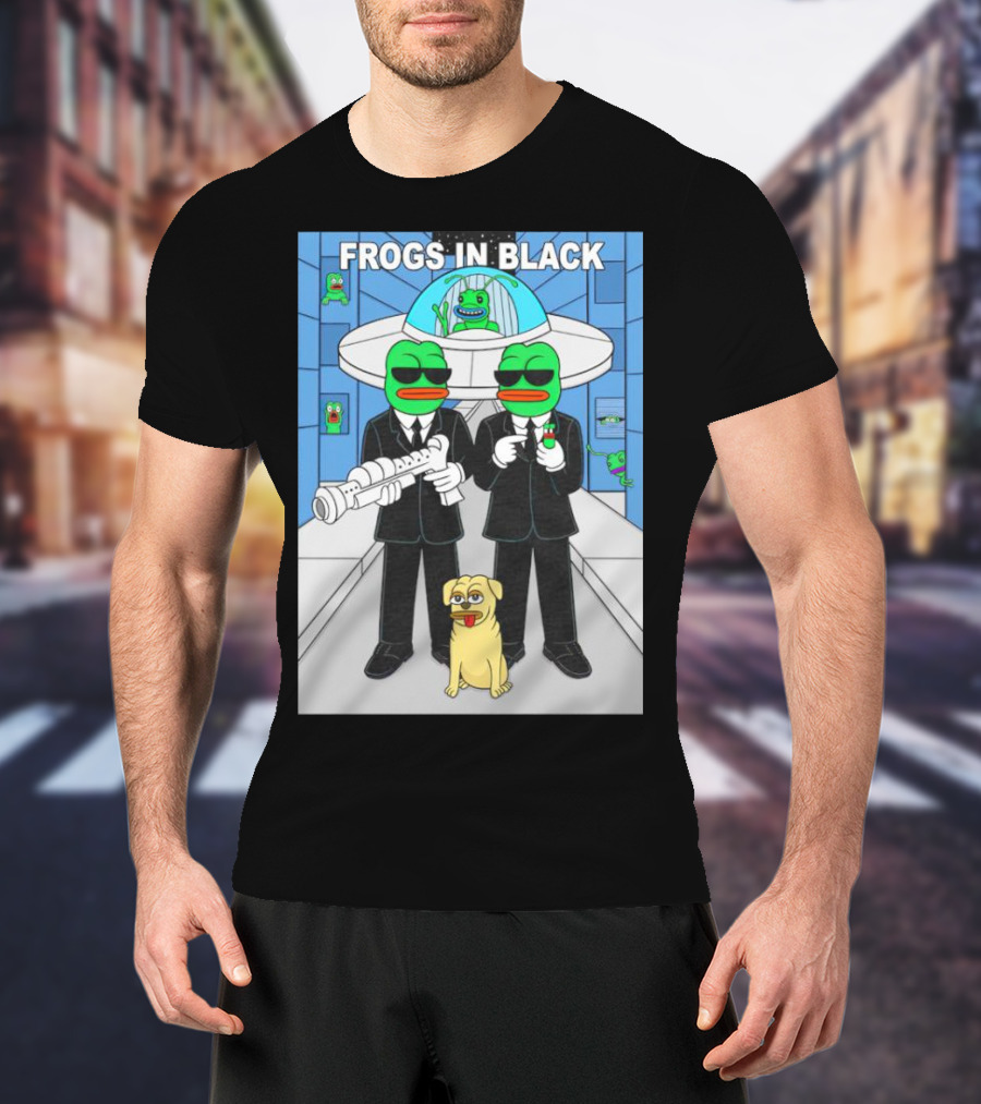 Frogs In Black T-Shirt