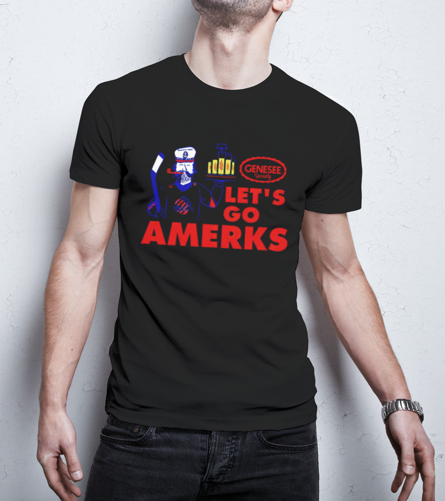Let's Go Amerks Genesee Specialty Hockey Beer Sailor T-Shirt