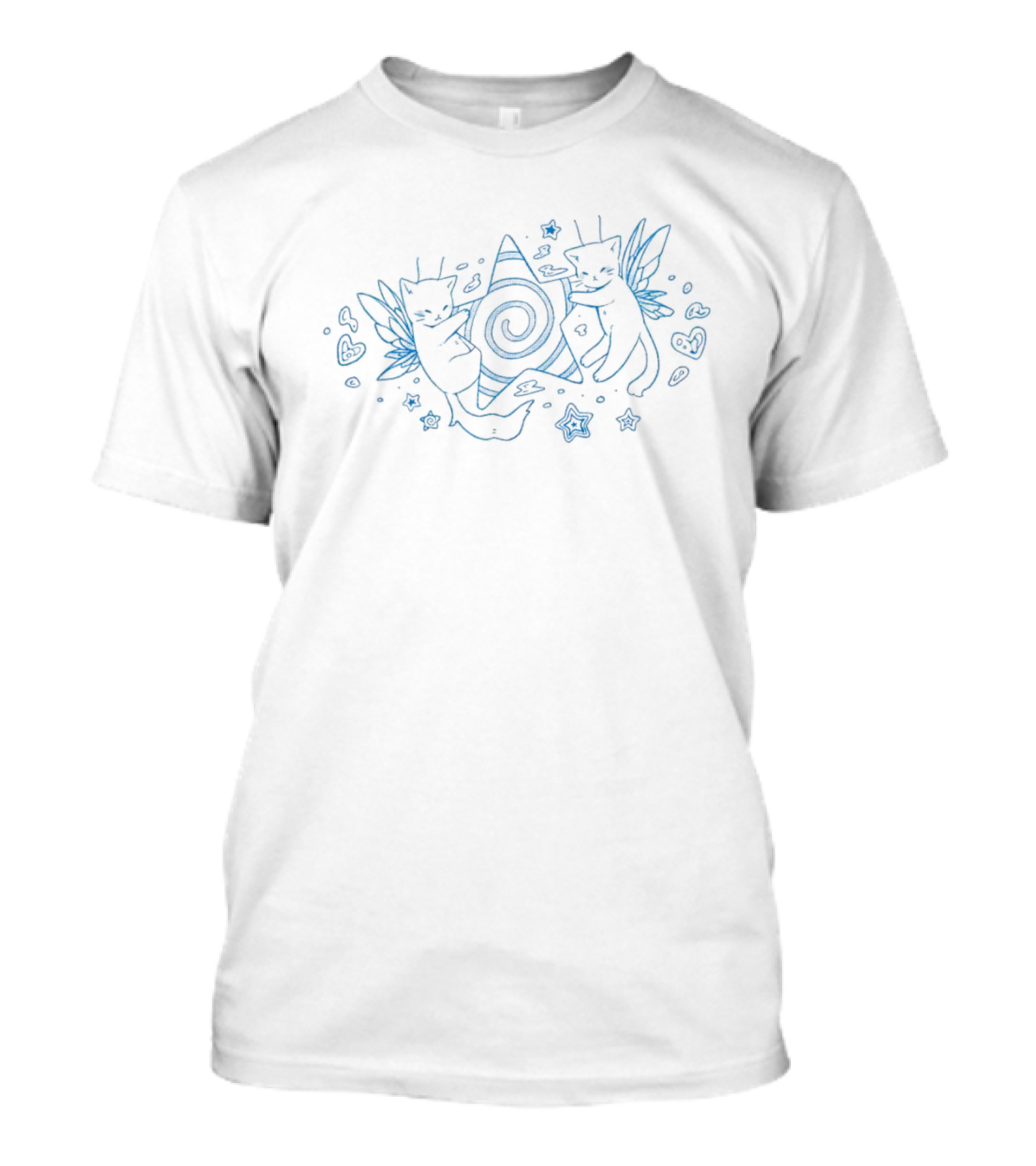 Star Kitties Cosmic Spiral Cats With Wings And Hearts T-Shirt