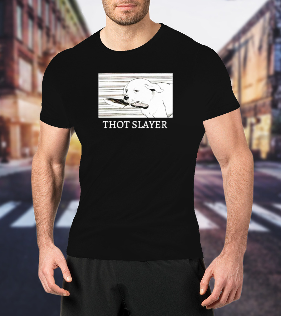 Thot Slayer Dog With Knife T-Shirt