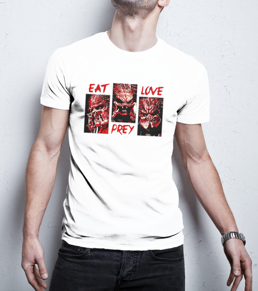 Eat Prey Love Predator Red Creature Faces T-Shirt