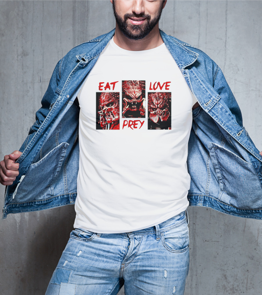 Eat Prey Love Predator Red Creature Faces T-Shirt