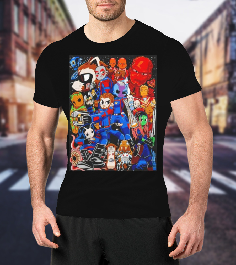 Guardians Of The Galaxy Galactic Pilgrim Cartoon Characters Ensemble T-Shirt