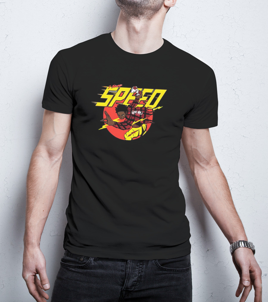 I Show Speed Anime Style Character With Lightning And Red Circle Background T-Shirt