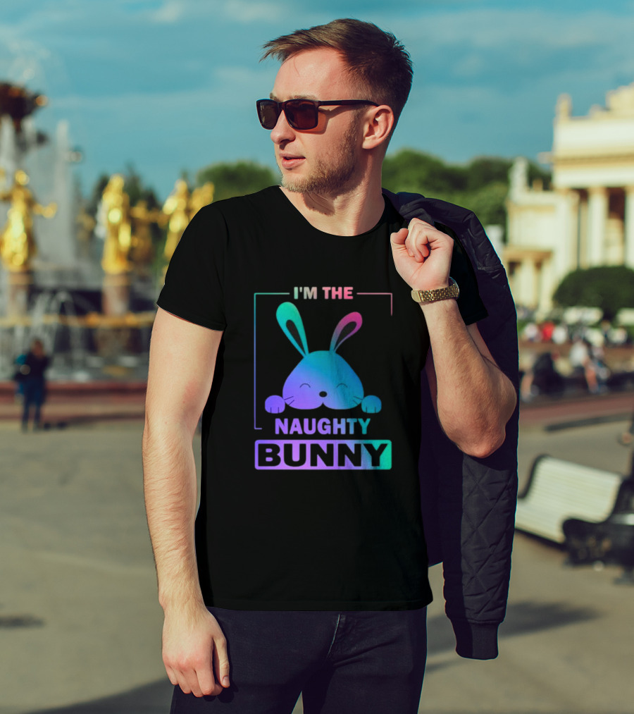 I'm The Naughty Bunny Rainbow Gradient Happy Ears T-Shirt