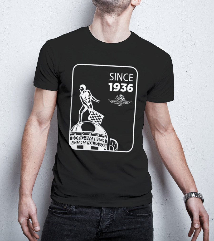 Since 1936 Borg Warner Indianapolis 500 Wing Wheel Flag Trophy T-Shirt