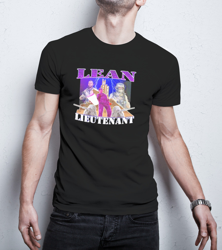LEAN LIEUTENANT Soldiers With Lightning Background T-Shirt