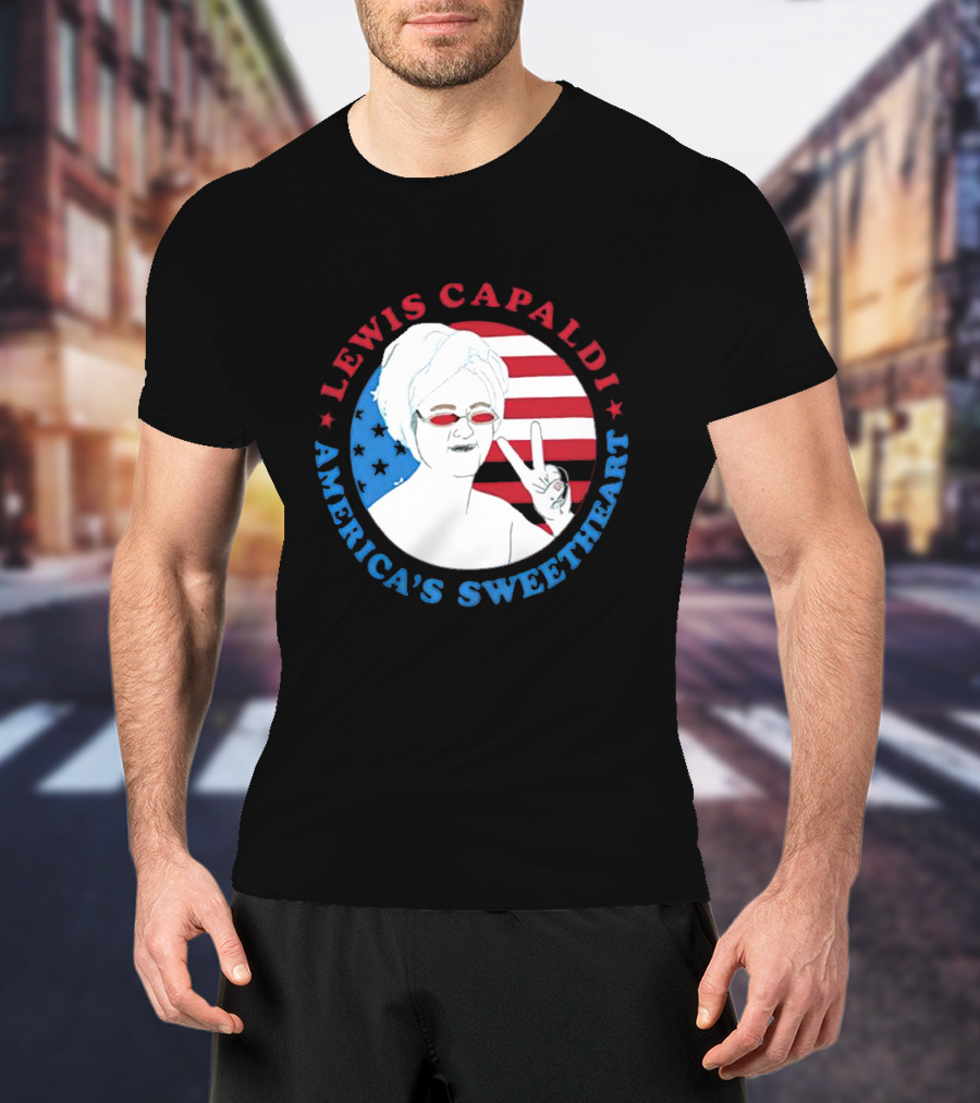 Lewis Capaldi America’s Sweetheart Peace Sign And Flag T-Shirt