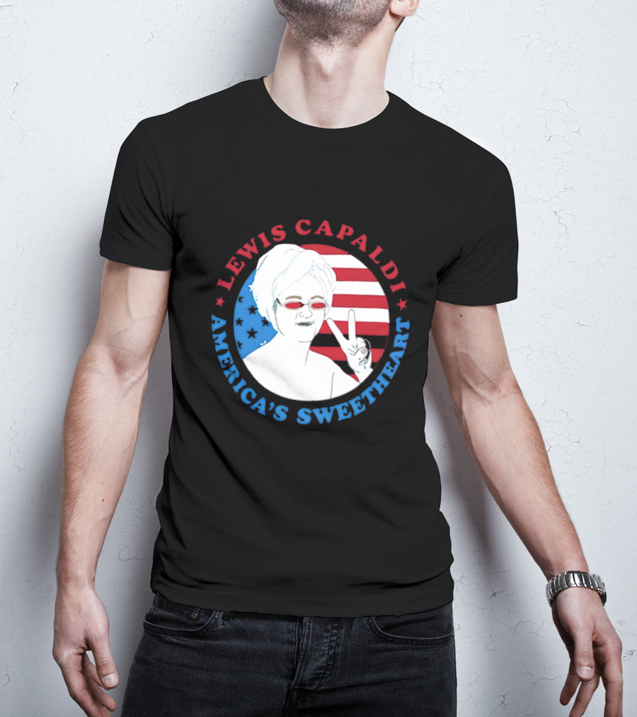 Lewis Capaldi America’s Sweetheart Peace Sign And Flag T-Shirt