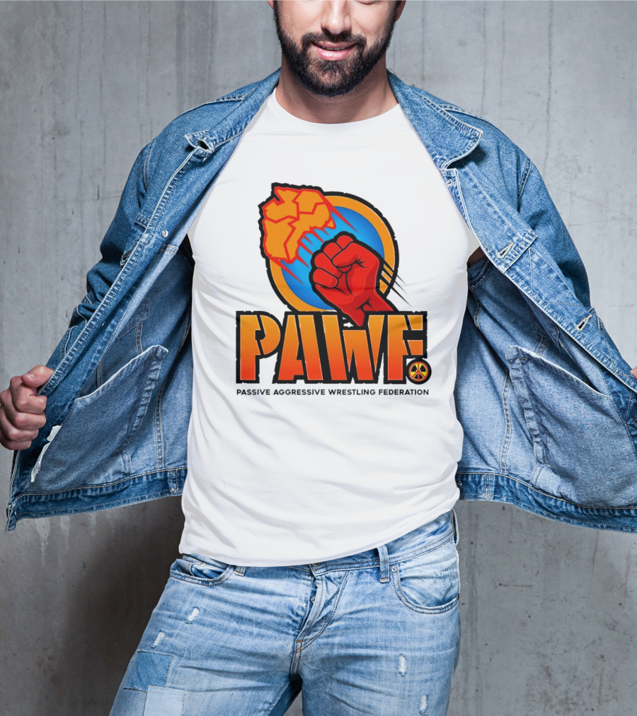 PAWF Passive Aggressive Wrestling Federation Fist Logo With Peace T-Shirt
