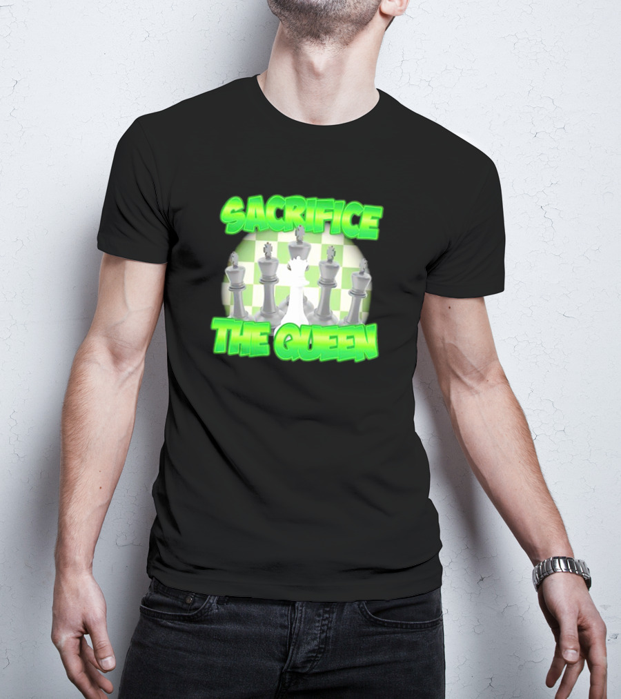 Sacrifice The Queen Chess Strategy Checkered Background T-Shirt