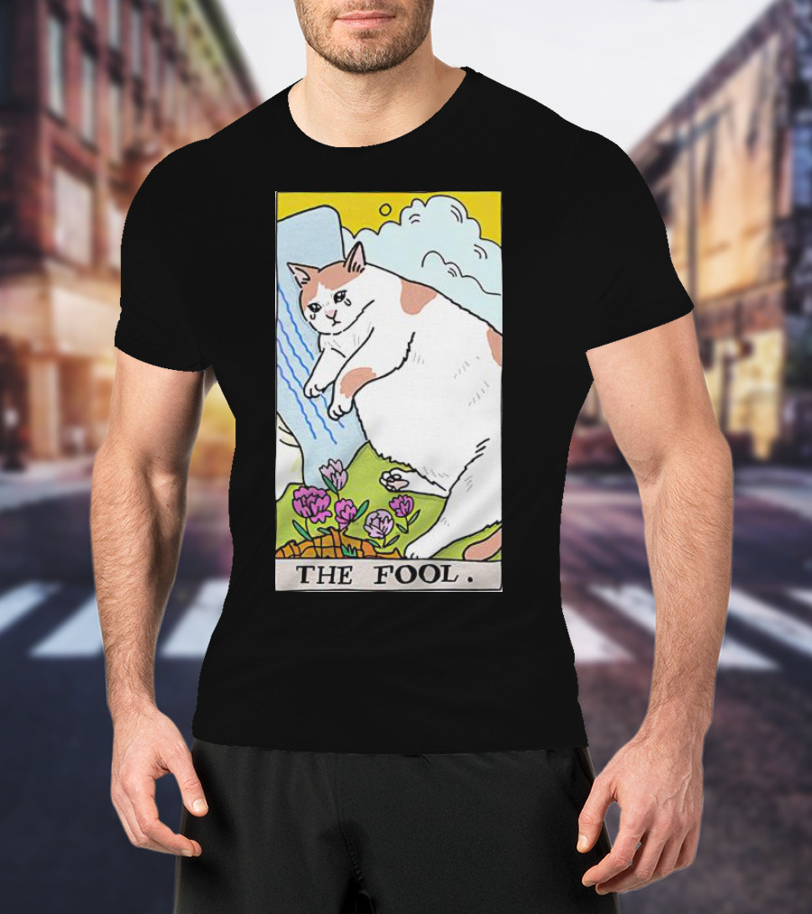 Sad Cat The Fool Tarot Card Cute Feline T-Shirt